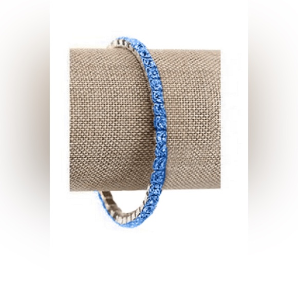 SWAROVSKI Vintage Crystal Lightning Stretch Bracelet Set of 3.  Sapphire/Blue - Picture 3 of 4